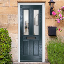 Crystal Carnoustie Right Hand External Door with 2 Panels and 2 Clear Glazed Light - Anthracite Grey