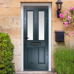 Crystal Carnoustie Right Hand External Door with 2 Panels and 2 Stipolytte Glazed Light - Anthracite Grey