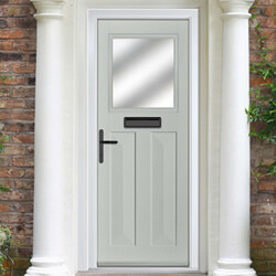 Crystal Eaton Right Hand External Door with 2 Panels and 1 Stipolytte Glazed Light - Agate Grey