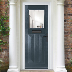 Crystal Eaton Left Hand External Door with 2 Panels and 1 Clear Glazed Light - Anthracite Grey