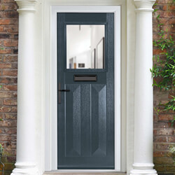 Crystal Eaton Right Hand External Door with 2 Panels and 1 Clear Glazed Light - Anthracite Grey