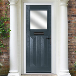 Crystal Eaton Left Hand External Door with 2 Panels and 1 Stipolytte Glazed Light - Anthracite Grey