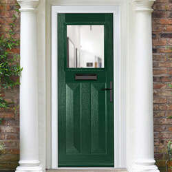 Crystal Eaton Left Hand External Door with 2 Panels and 1 Clear Glazed Light - Green