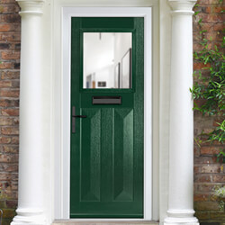 Crystal Eaton Right Hand External Door with 2 Panels and 1 Clear Glazed Light - Green