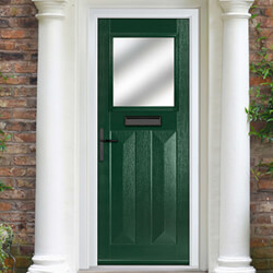 Crystal Eaton Right Hand External Door with 2 Panels and 1 Stipolytte Glazed Light - Green