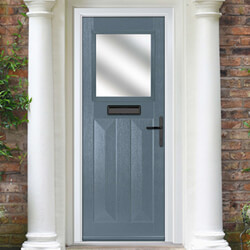 Crystal Eaton Left Hand External Door with 2 Panels and 1 Stipolytte Glazed Light - Slate Grey