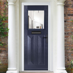 Crystal Eaton Left Hand External Door with 2 Panels and 1 Clear Glazed Light - Blue