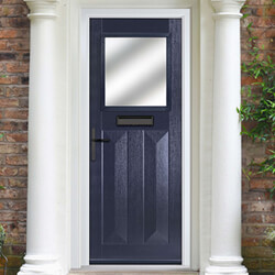 Crystal Eaton Right Hand External Door with 2 Panels and 1 Stipolytte Glazed Light - Blue