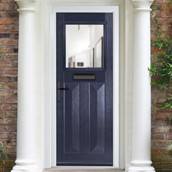 Crystal Eaton Right Hand External Door with 2 Panels and 1 Clear Glazed Light - Blue