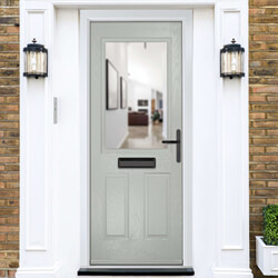Crystal Lytham Left Hand External Door with 2 Panels and 1 Clear Glazed Light - Agate Grey