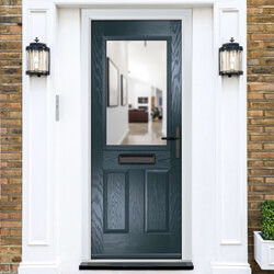 Crystal Lytham Left Hand External Door with 2 Panels and 1 Clear Glazed Light - Anthracite Grey