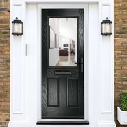 Crystal Lytham Left Hand External Door with 2 Panels and 1 Clear Glazed Light - Black