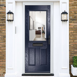 Crystal Lytham Left Hand External Door with 2 Panels and 1 Clear Glazed Light - Blue