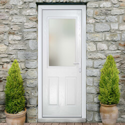 Crystal Lytham Left Hand External Door with 2 Panel and 1 Stipolytte Glazed Light - White