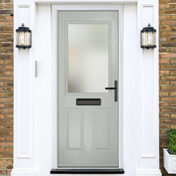 Crystal Lytham Left Hand External Door with 2 Panels and 1 Stipolytte Glazed Light - Agate Grey
