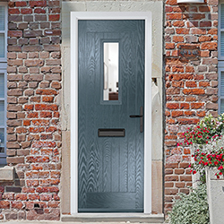 Crystal Sunningdale Left Hand External Door with 6 Panel and 1 Clear Glazed Light - Slate Grey