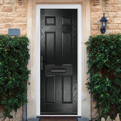 Crystal Muirfield Right Hand External Door with 6 Panel - Black