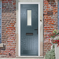 Crystal Sunningdale Left Hand External Door with 6 Panel and 1 Stipolytte Glazed Light - Slate Grey