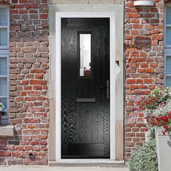 Crystal Sunningdale Left Hand External Door with 6 Panel and 1 Clear Glazed Light - Black
