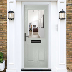 Crystal Lytham Right Hand External Door with 2 Panels and 1 Stipolytte Glazed Light - Agate Grey