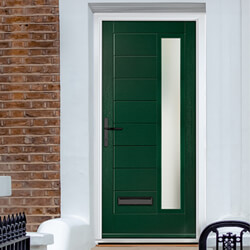 Crystal Monza Right Hand External Door with 8 Panel and 1 Stipolytte Glazed Light - Green