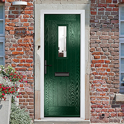 Crystal Sunningdale Right Hand External Door with 6 Panel and 1 Clear Glazed Light - Green