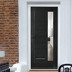 Crystal Monza Right Hand External Door with 8 Panel and 1 Clear Glazed Light - Black