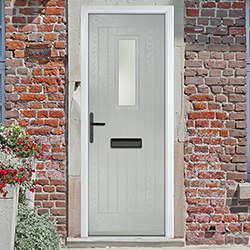 Crystal Sunningdale Right Hand External Door with 6 Panel and 1 Stipolytte Glazed Light - Agate Grey