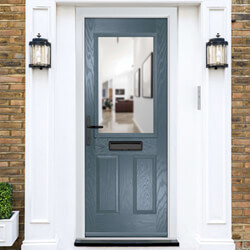 Crystal Lytham Right Hand External Door with 2 Panels and 1 Stipolytte Glazed Light - Slate Grey