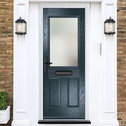 Crystal Lytham Right Hand External Door with 2 Panels and 1 Clear Glazed Light - Anthracite Grey