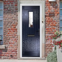 Crystal Sunningdale Left Hand External Door with 6 Panel and 1 Clear Glazed Light - Blue