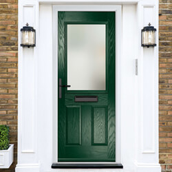 Crystal Lytham Right Hand External Door with 2 Panels and 1 Clear Glazed Light - Green