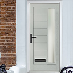 Crystal Monza Right Hand External Door with 8 Panel and 1 Stipolytte Glazed Light - Agate Grey