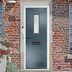 Crystal Sunningdale Right Hand External Door with 6 Panel and 1 Stipolytte Glazed Light - Slate Grey