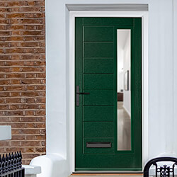 Crystal Monza Right Hand External Door with 8 Panel and 1 Clear Glazed Light - Green