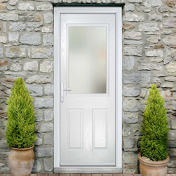 Crystal Lytham Right Hand External Door with 2 Panels and 1 Stipolytte Glazed Light - White