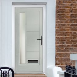 Crystal Monza Left Hand External Door with 8 Panel and 1 Stipolytte Glazed Light - Agate Grey