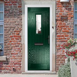Crystal Sunningdale Left Hand External Door with 6 Panel and 1 Clear Glazed Light - Green