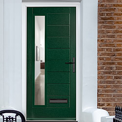 Crystal Monza Left Hand External Door with 8 Panel and 1 Clear Glazed Light - Green