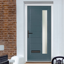 Crystal Monza Right Hand External Door with 8 Panel and 1 Stipolytte Glazed Light - Slate Grey