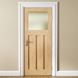 Joseph Miles Camberly Internal Door - 3 Panel and 1 Obscure Laminated Glazed Light Unfinished Oak