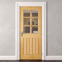 Joseph Miles Epsom Internal Door with 5 Panel and 6 Clear Bevelled Glazed Light - Prefinished Oak