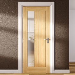 Joseph Miles Epsom Internal Door with 3 Panel and 1 Clear Sidelight Glazed Light - Prefinished Oak