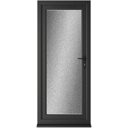 Crystal uPVC Left Hand External Patio Door with 1 Obscure Double Glazed Light - Black-White