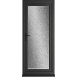 Crystal uPVC Right Hand External Patio Door with 1 Obscure Double Glazed Light - Black-White