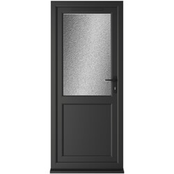 Crystal uPVC Left Hand External Patio Door with 1 Panel and 1 Obscure Double Glazed Light - Black-White