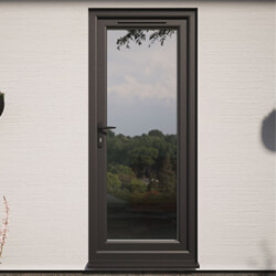 Crystal uPVC Right Hand External Patio Door with 1 Clear Double Glazed Light - Black-White