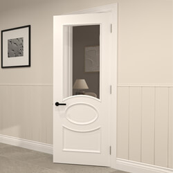 Deanta Clarendon Internal Door with 2 Panel and 1 Clear Glazed Light - White Primed