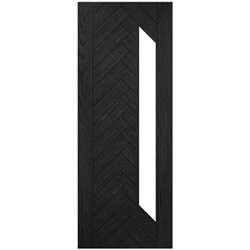 Deanta Fontaine Internal Door with 30 Panel and 1 Clear Glazed Light - Brushed Black Oak