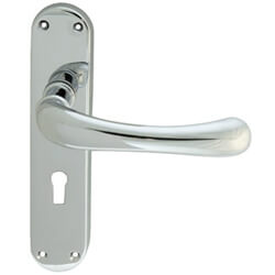Carlisle Brass Ibra Rounded Lever Handle with Lock Profile on Backplate